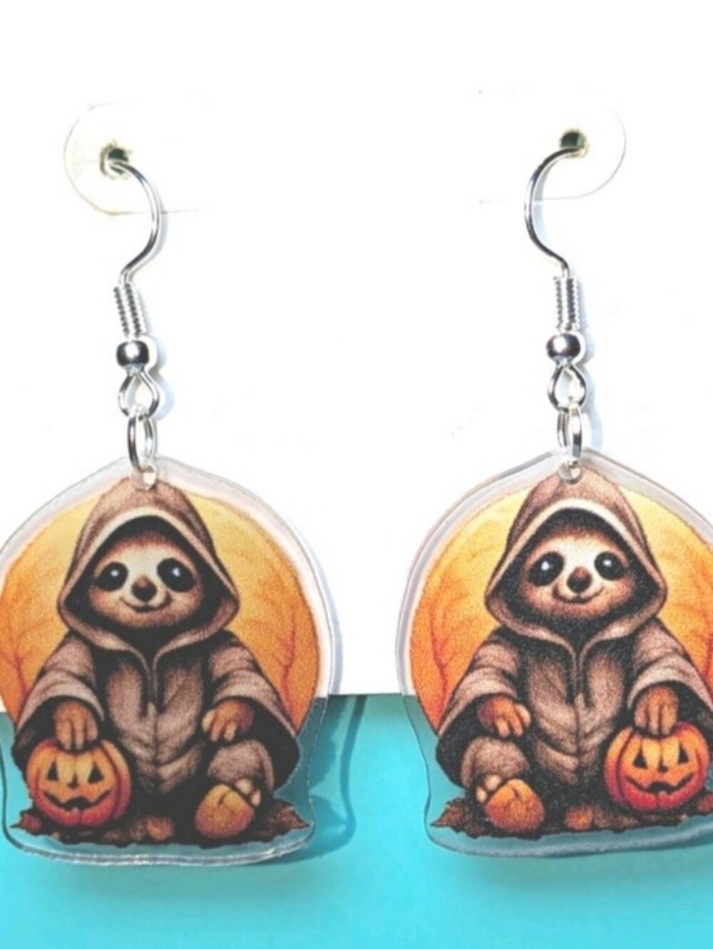 Cute Sloth Halloween Drop Earrings - Orange